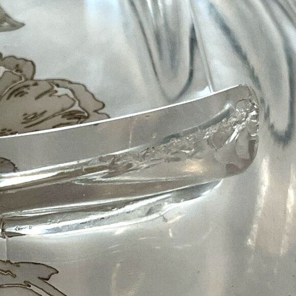 Vintage 1950s Silver Overlay Oval Bowl – Floral Design, Aged Patina, Tiny Flaws - Picture 7 of 8